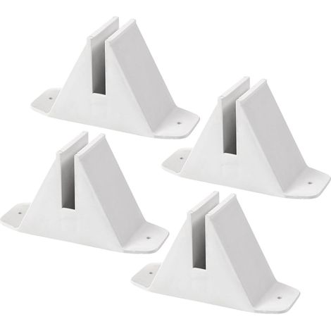 Base de valla de plástico blanco de 4 piezas para jardín Soporte estable, fijación antivuelco, accesorios para vallas exteriores (1/5)