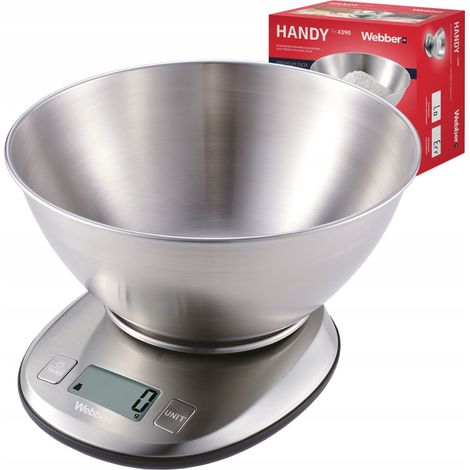 Bilancia da cucina in acciaio inox WEBBER EK4390 INOX LCD 5kg 1g ciotola tara (1/5)