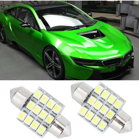 Lot de 20 ampoules LED 31 mm ultra-lumineuses 12 SMD 1210 pour plafonnier et éclairage intérieur de voiture. (1/5)