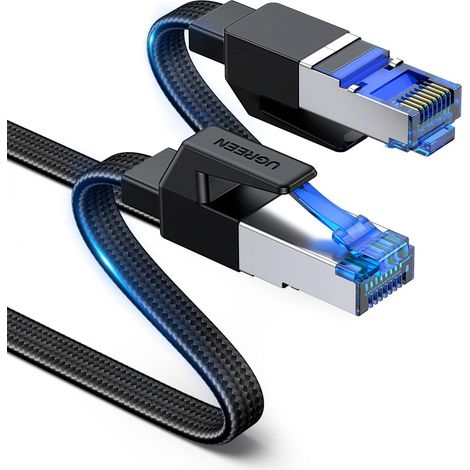 Cat 8 Flat Network Ethernet Cable RJ45 Nylon Braided 26AWG (0.5M) Super Speed 40Gbps 2000MHz Compatible with PC Xbox TV Router Switch Modem Decoder Box Internet Powerline (1/5)