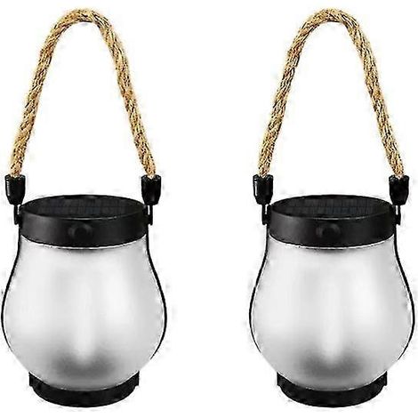 Lampes de camping solaires rechargeables USB, effet flamme, étanches IPX4, 800 lumens, 1200 mAh, lanternes suspendues, lot de 2 (1/5)