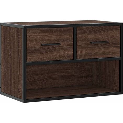 Mueble TV multimedia estantería para televisión buffet para televisión comedor salón dormitorio roble marrón 60 x 31 x 39,5 cm madera contrachapada y metal marrón 020027253