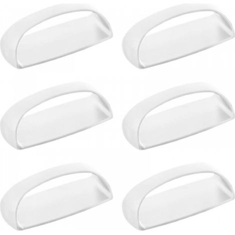 Lot de 6 poignées autocollantes pour tiroirs, portes coulissantes, fenêtres en verre, armoires, sans perçage, 6 pièces/ensemble (blanc) (1/5)