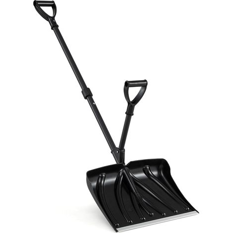 COSTWAY Pelle à neige COSTWAY avec poignée auxiliaire, longue pelle à neige de 135 cm avec lame de 45 cm de large, poignée en D, bande de protection en aluminium, chasse-neige pour grandes quantités d