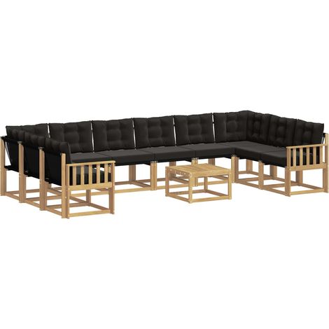 Outdoor Sofa Set with Cushion 11 pcs White and Black vidaXL (1/5)