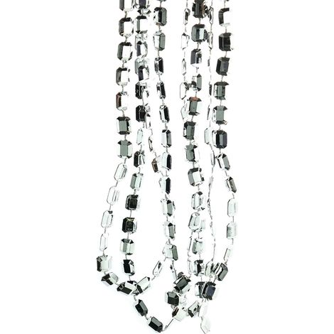 Weihnachts-Girlande Silver silberfarben in Baguetteform 2,7 Meter - Kunststoff