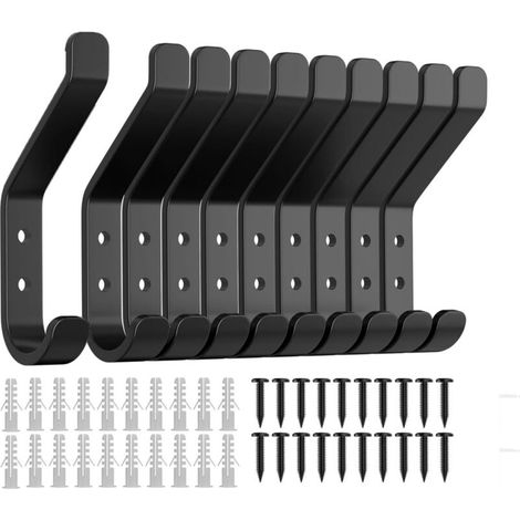 Set di 10 ganci a vite da parete per pannelli acustici, pannelli a parete, camera da letto, soggiorno, bagno, per spogliatoio, giacche, in metallo, 10 cm
