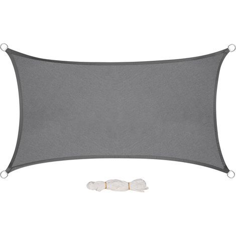 Voile d'ombrage rectangulaire 2x3 m Imperméable Anti 93% UV résistant à l'eau Protection Contre Le Vent Polyester avec Protection UV pour Jardin terrasse Camping Gris (1/5)