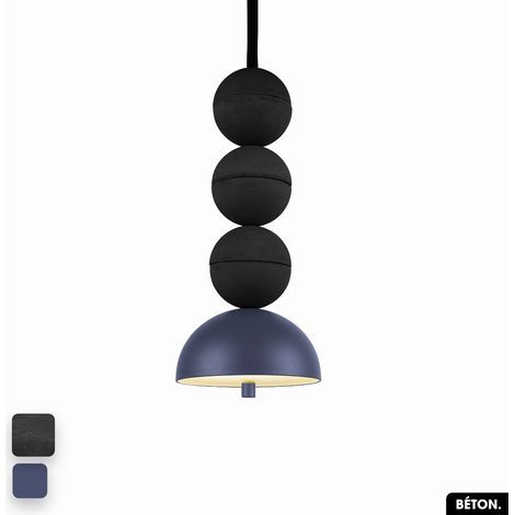Lampe de suspension en béton - BOSFOR CONCRETE NOIR - INDIGO 3 BALLES LED 14W (1/2)