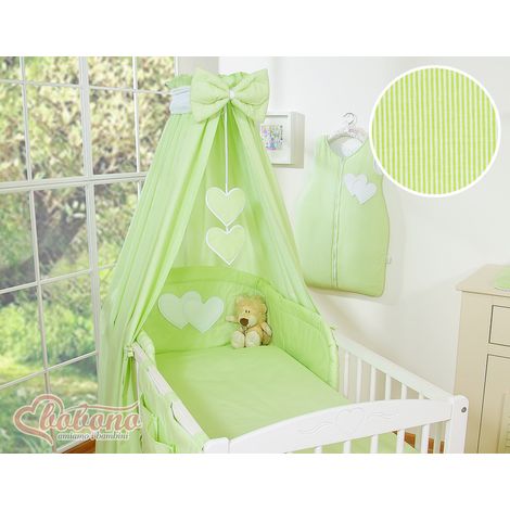 Toldo de tela con corazones y rayas verdes. (1/2)
