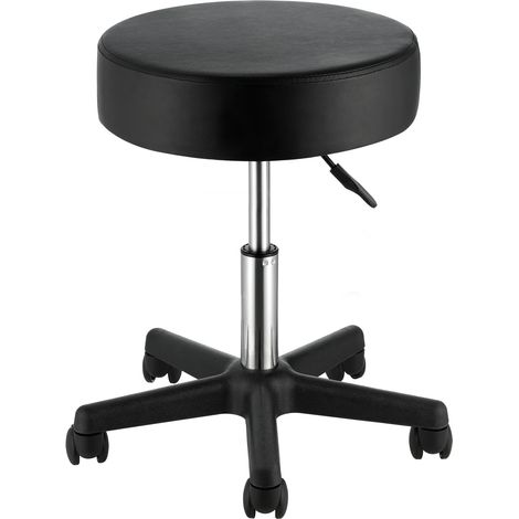 VEVOR Taburete de Oficina Carga de 181 kg Taburete con Ruedas Rotación de 360° Altura Ajustable de 46-60,5 cm Silla con Ruedas Cojín Grueso 10 cm Cubierto con Cuero de PU para Salón Clínica Oficina