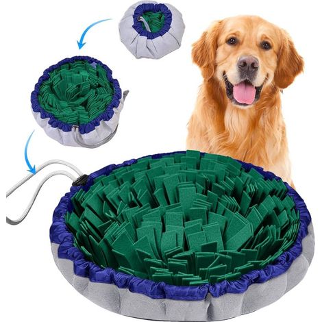 48 cm Hundeschnüffelmatte, wiederverwendbar und waschbar, Schnüffelmatte für das Haustiertraining, fördert den Futtersuchinstinkt bei großen Hunden und Welpen (Grün-Halbkreis) (1/5)