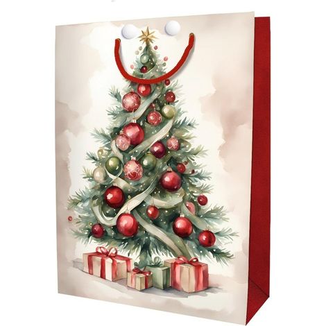 Bolsa decorativa mediana roja con forma de árbol de Navidad BN
