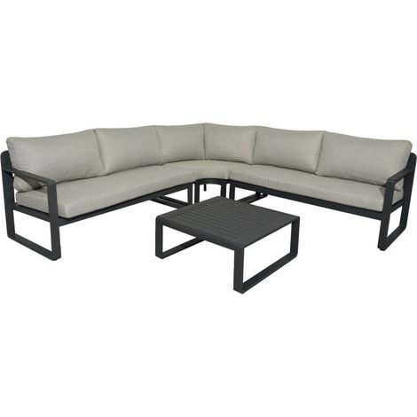 PROLOISIRS Ensemble salon d'angle de jardin Mojito graphite (Méridiennes D/G + angle + 1 table basse)