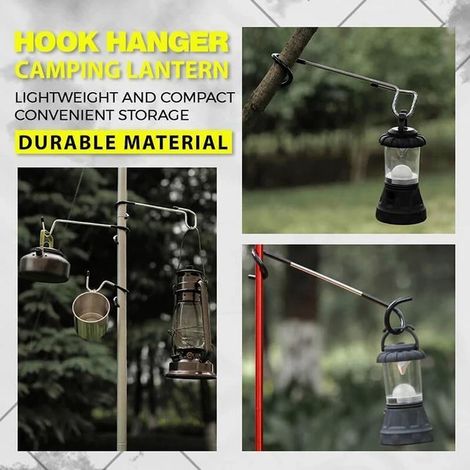 Crochet de suspension pour lanterne de camping, support pour lampe lanterne d'extérieur à fixer sur un poteau de tente, idéal pour la pêche, le camping et les voyages. (1/5)