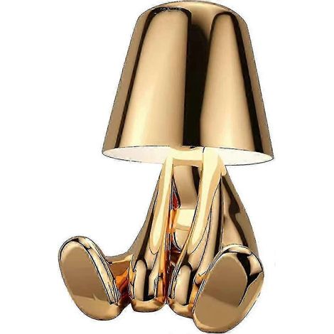 Lampe Penseur, Lampe de table tactile, Lampe de bureau LED représentant un petit penseur doré et créatif, DecorMr whatGold (1/5)