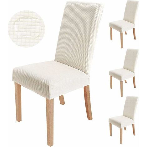 Ahlsen Stück Stuhlhussen, Stretch-Esszimmerstuhlbezug, waschbar, moderner Stuhlschutz für Dekoration, Party, Bankett, Büro, Hotel (Beige)