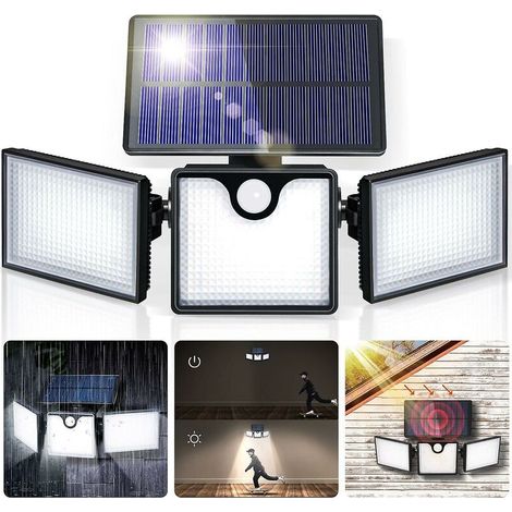 Lámpara solar para exteriores, lámpara de seguridad solar, ajustable 360 grados, aplique de pared impermeable IP65.