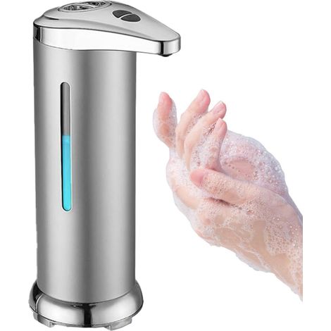 Dispensador automático de jabón líquido Dispensador de jabón eléctrico inteligente con sensor y función manos libres, color plata (1/5)