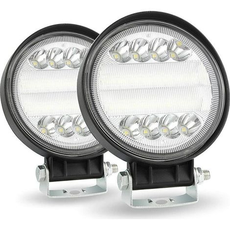2PCS Phare de Travail à LED Barre de Travail Feux antibrouillard 72W 4 Pouce 6000K 7200LM pour CamionTracteur Moto (1/3)