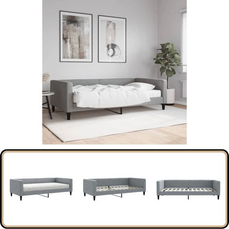 vidaXL Lit de jour avec matelas gris clair 100x200 cm tissu