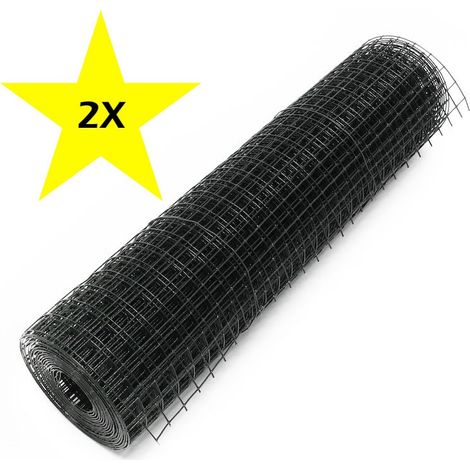 2 Grillages à Poules 25m Noir 19 mm 50 cm de haut Pour Enclos, Clapier, Poulailler, Volière (1/3)