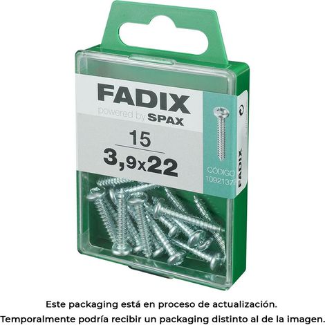 Caja de 15 unidades de tornillo de rosca chapa con cabeza redonda en cinc 3,9x22mm Fadix (1/3)