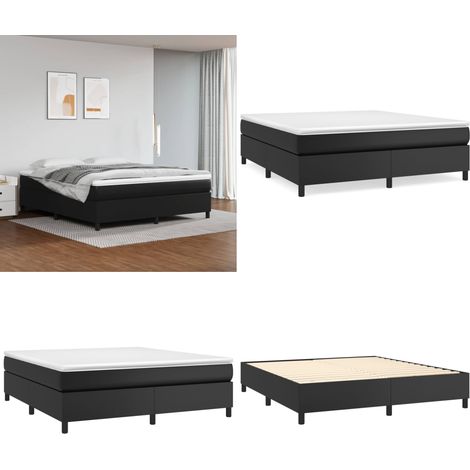 Bettgestell Schwarz 160x200 cm Kunstleder - Schlafzimmer Möbel - Betten Gestellen - Doppelbett - Kunstleder Bett - Schwarzes Bett - Home & Living (1/5)