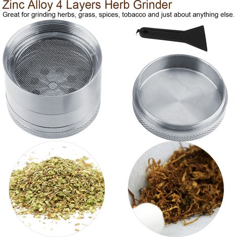 Broyeur à herbes, épices et herbes en alliage de zinc à 4 couches, outil manuel en métal (argenté) (1/5)
