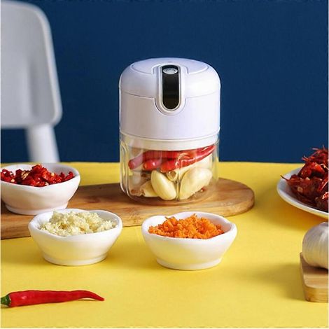 Hachoir de cuisine électrique rechargeable acier inoxydable blanc (1/4)