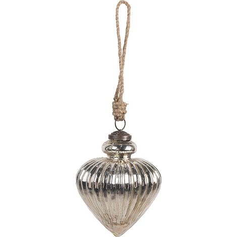 Boule de Noël en Verre Argenté Décoration Suspendue Festive pour Sapin 10x12 cm - PANGIVO