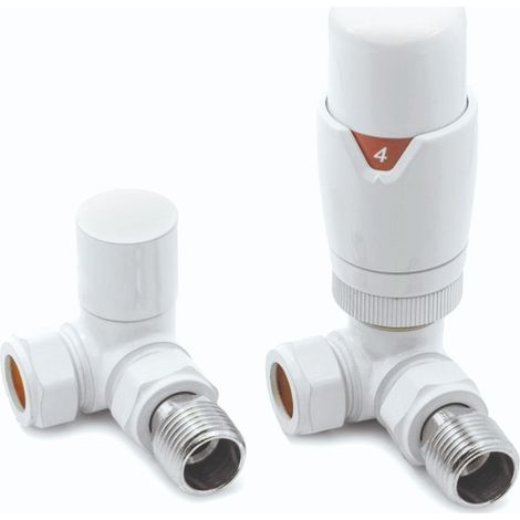 Heatwave Prime White Corner Thermostatic Radiator Valve Set (1/2)