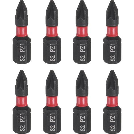 8pcs PZ1 Embout de Tournevis 1/4" Tige Hexagonale 25mm/1" Longueur Magnétique Embouts Hexagonaux à Fente Phillips Acier S2 de Perceuse Électrique (1/5)