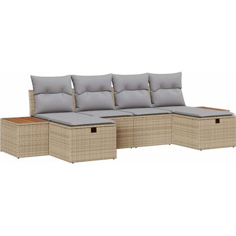 Maison Exclusive - Set Divano da Giardino con cuscino 6 pcs Beige polyrattan (1/5)