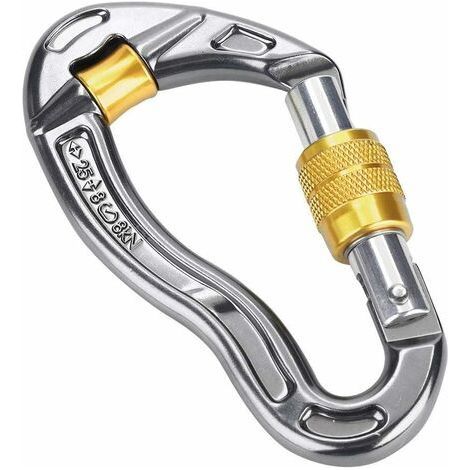 Mousqueton à Verrouillage Crochet de Mousqueton à Verrouillage à Vis 25kn Twist Lock et Heavy Duty pour l'escalade en Rappel L'alpinisme Jaune (1/5)