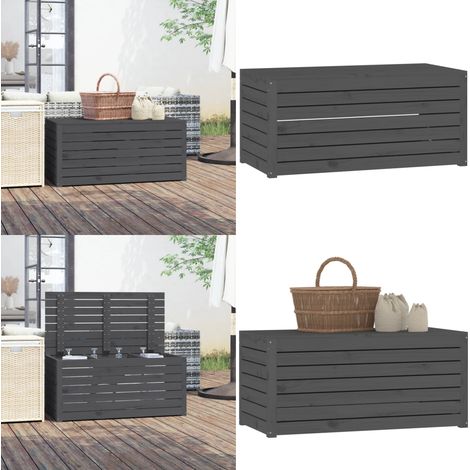 Boîte de jardin gris 101x50,5x46,5 cm bois massif de pin - Coffre De Jardin - Rangement Extérieur - Meuble De Jardin - Coffre De Rangement - Bois Massif - Home & Living