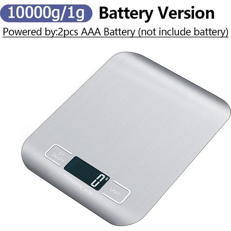 Balance de cuisine numérique 5 kg/10 kg avec écran LCD, en acier inoxydable. Idéale pour la maison, les bijoux, les aliments, les snacks et la pâtisserie.-AquaForge (1/5)