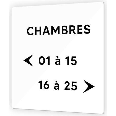 Panneau signalétique en Plexi Picto Noir · indication chambres à personnaliser (1/3)