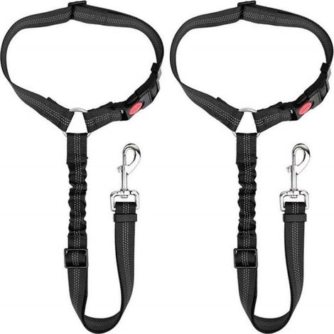 Cinturón de seguridad para perros para el coche - Arnés ajustable - Negro - De 72 a 84 cm - Paquete de 2 (1/5)