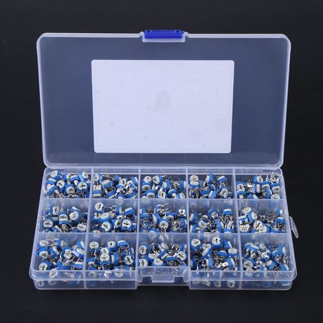 Kit de 375 potentiomètres et résistances variables (15 valeurs) avec boîte (1/5)