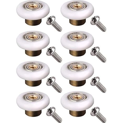YUANQIAN Rouleaux pour portes de douche, diamètre 19 mm, Blanc, 19 mm x 5 mm (boule en acier inoxydable 8 pièces avec vis), Cuivre, 8 pièces avec vis (1/5)