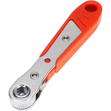 Tournevis multi-outils avec cliquet, clé, fonction pliable, embouts cruciformes, accès espaces étroits, rouge (1/5)