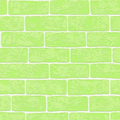 AS Creation Neon Green Brick Wall Wallpaper Textured Blown Vinyl Paste The Wall (1/4)