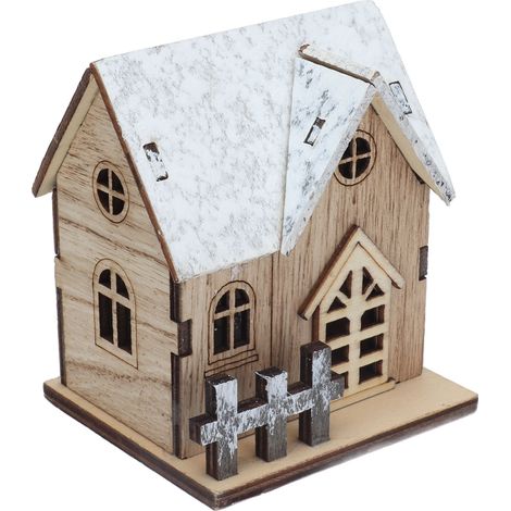 Maison de poupée lumineuse de Noël à LED, maison en bois, décorations de Noël miniatures lumineuses à faire soi-même, accessoires (1/5)