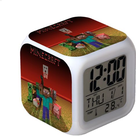 Réveil numérique multifonction Minecraft Édition LED