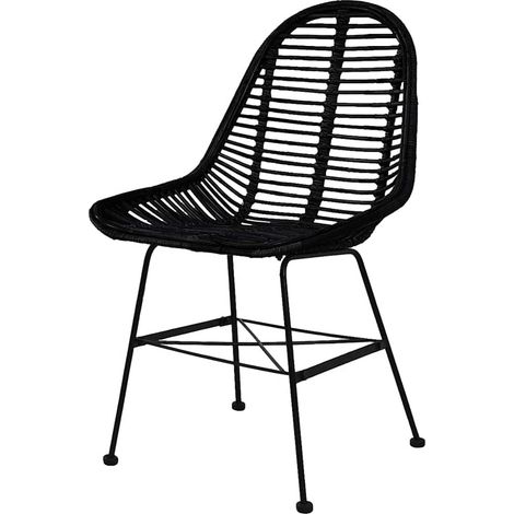 Maison Exclusive - Sedie da Pranzo 6 pz Nere in Rattan Naturale