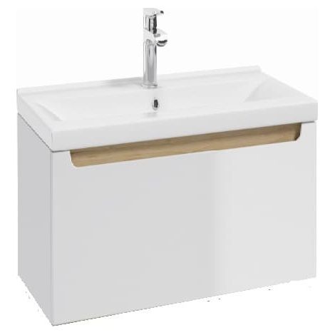 Naturel – Meuble avec vasque simple 60x30x45 cm – Lavabo céramique VERSO60 61,5x46,5x7 cm – STILLAD06007U3 – Tiroir Soft Close