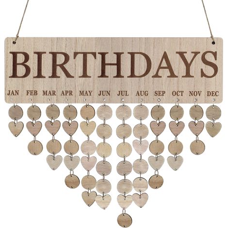 Calendrier d'Anniversaires Familial en Bois à Personnaliser - Tableau Mural DIY avec Étiquettes - Idée Cadeau Mémoire pour Maman (1/5)