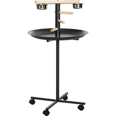 Metal Bird Table Play Stand with Wheels, Parrot Feeder Station and Four Feeding Bowls for Easy Access and Fun (1/5)