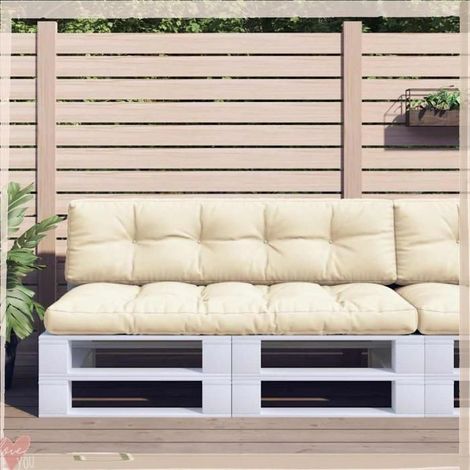 360823 Coussins de palette lot de 2 crème tissu (1/5)